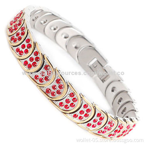 Women's Fashion Bracelet, Made of Titanium with CZ Stone, Can Inset Magnet